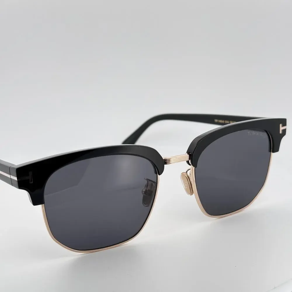 Tom Ford Sunglasses TF1165-K 01A Black Gold Horn Rim Gray Lens 54-20-145 New